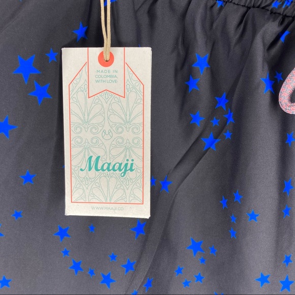 NWT MAAJI Starry Sky Sporty Shorts Swim Trunks Black Blue Medium - Picture 4 of 5